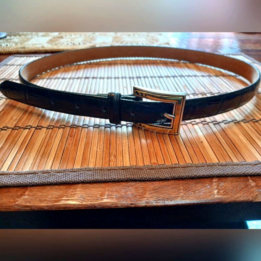Brighton Black Leather Belt with Silver Buckle